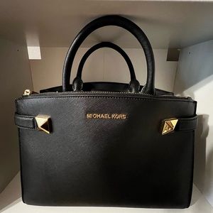 Michael Kors Black Karla Medium EW Satchel Leather handbag
